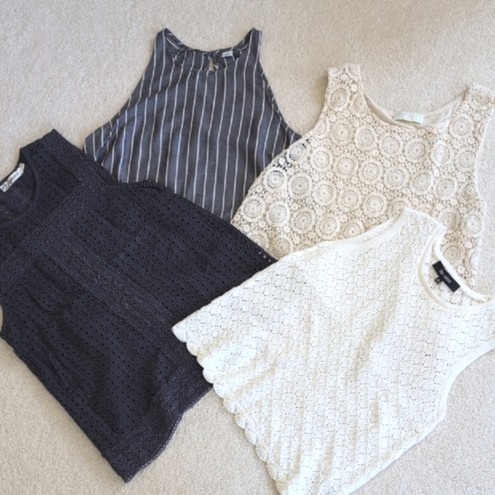 Set of 4 Sleeveless Tops, Fits Size Small